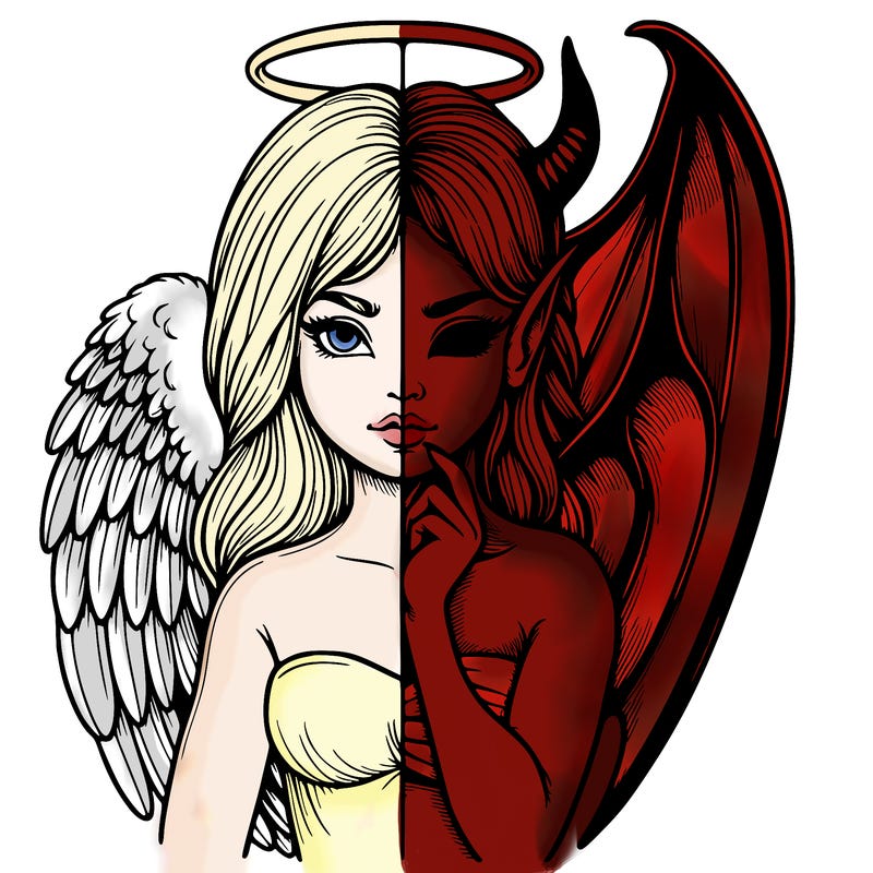 realistic angel half demon