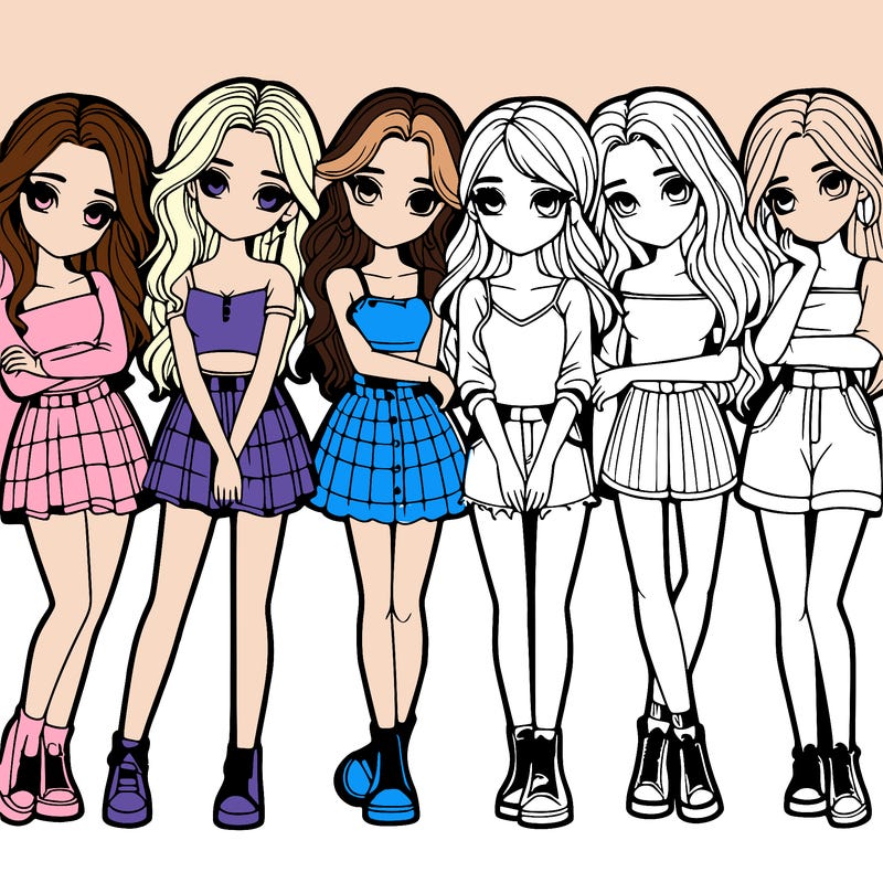 a group of girls realistic