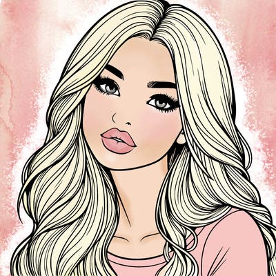 realistic girl with hair on her hair and lips