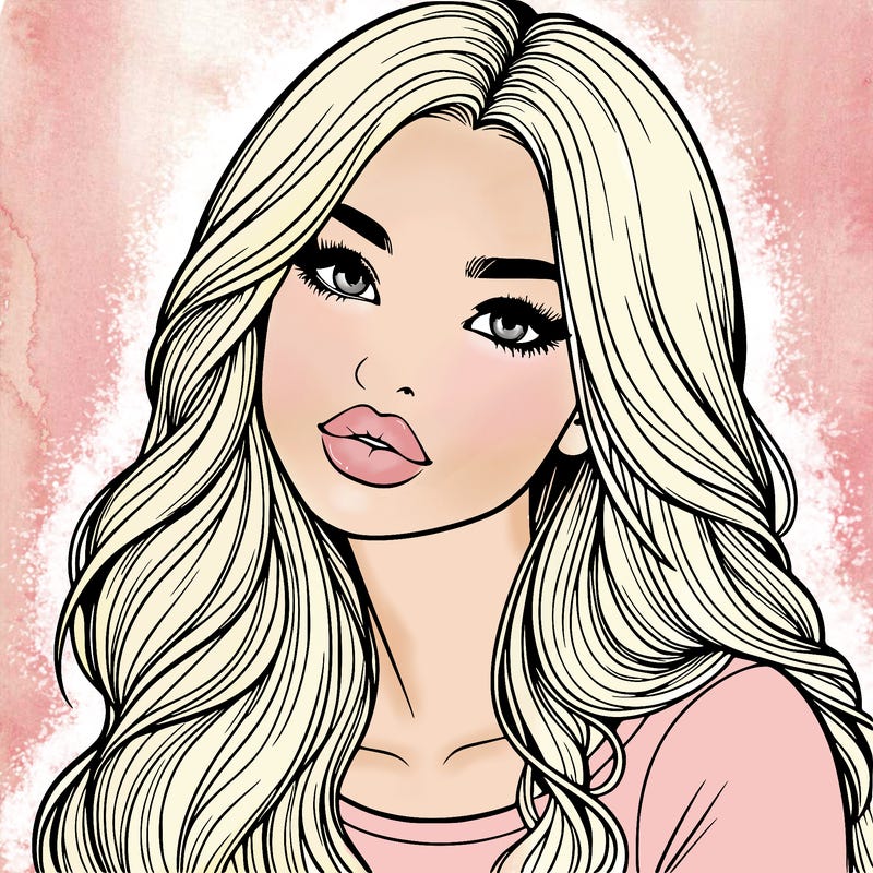 realistic girl with hair on her hair and lips