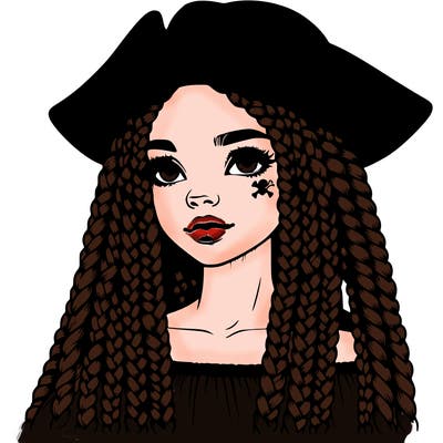 realistic girl with box braids and i realistic pirate hat