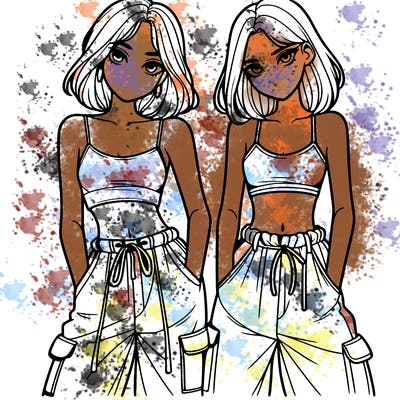 two girls with crop top with baggy pants