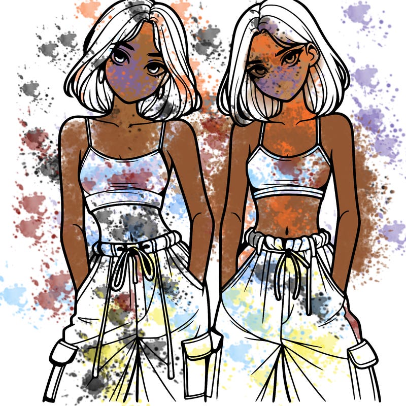 two girls with crop top with baggy pants