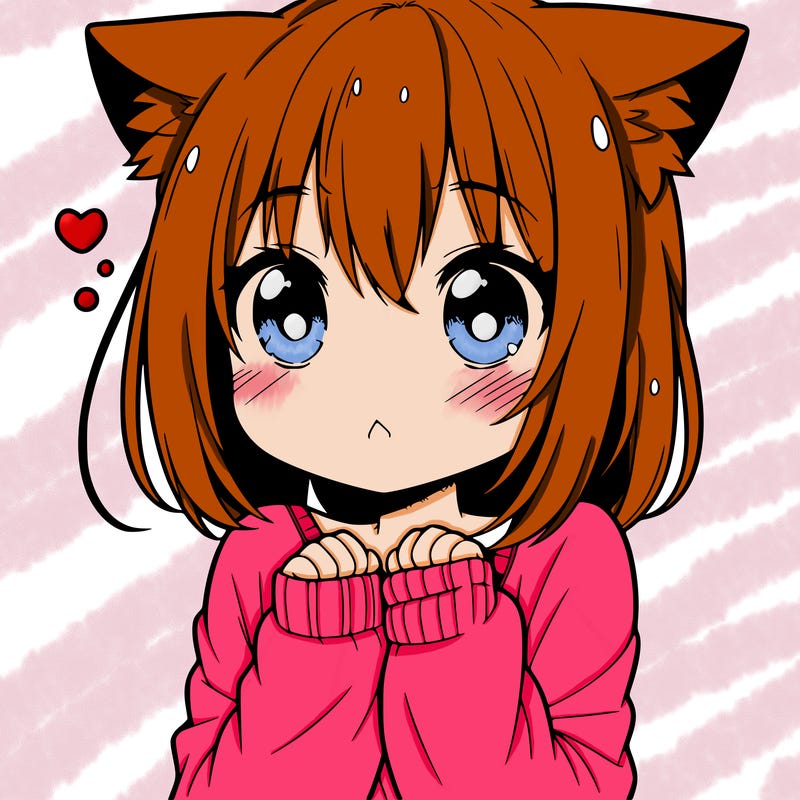 shy anime catgirl