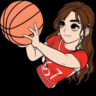 realistic girl playing basketball