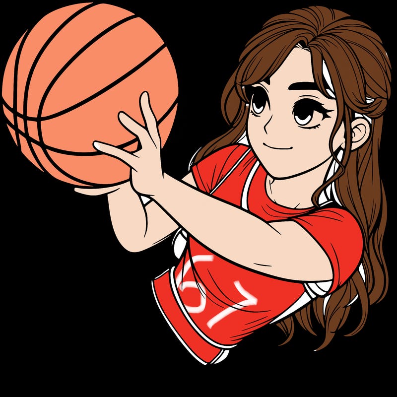 realistic girl playing basketball