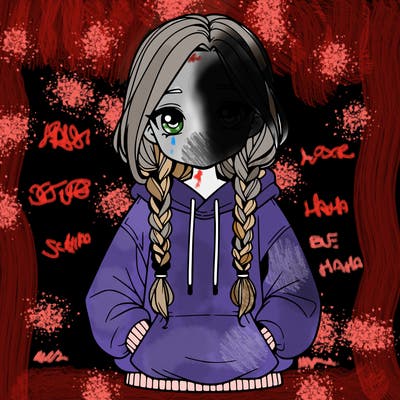 a realistic girl with a oversized hoodie and she has braids