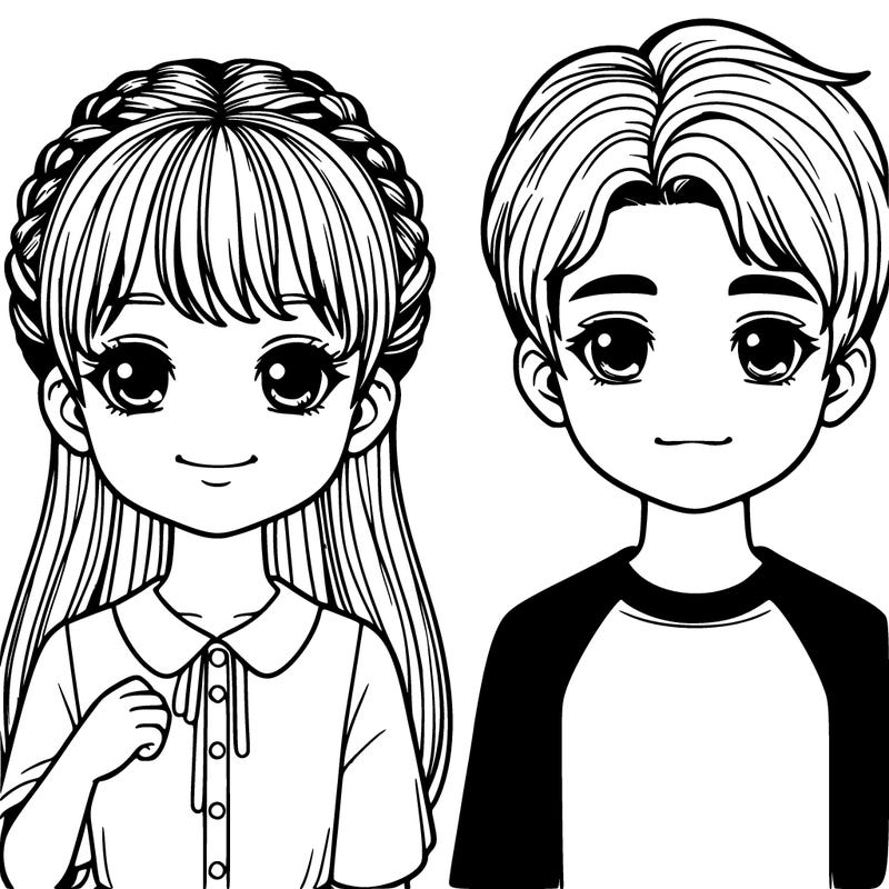 realistic boy and girl