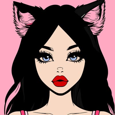 realistic girl with fox ears and realistic lips