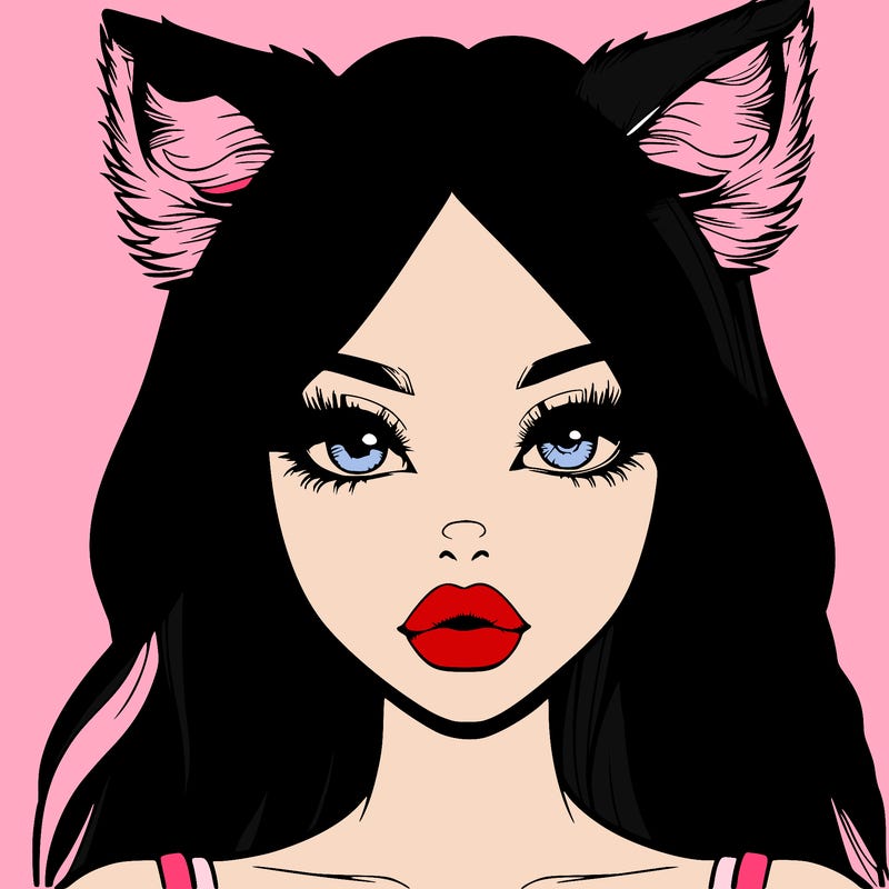 realistic girl with fox ears and realistic lips