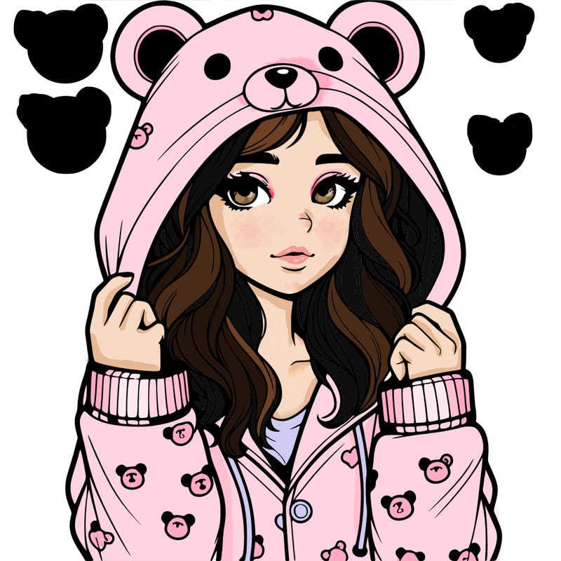 realistic girl in a animal pjs hoodie