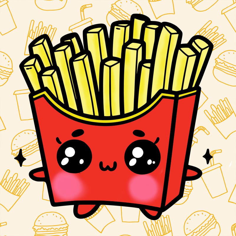 a cute. french fries