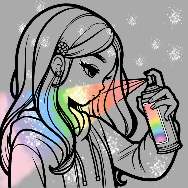 a realistic girl spray painting