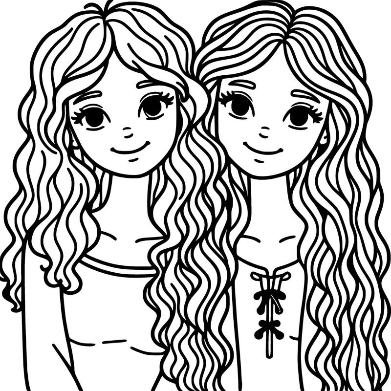 two girl best friends one with medium curly hair and the other with wavy long hair