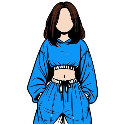 realistic girl faceless with baggy pants and a crop top