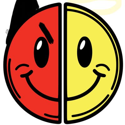 smiley face cut in half