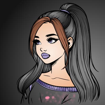 realistic girl with a high ponytail