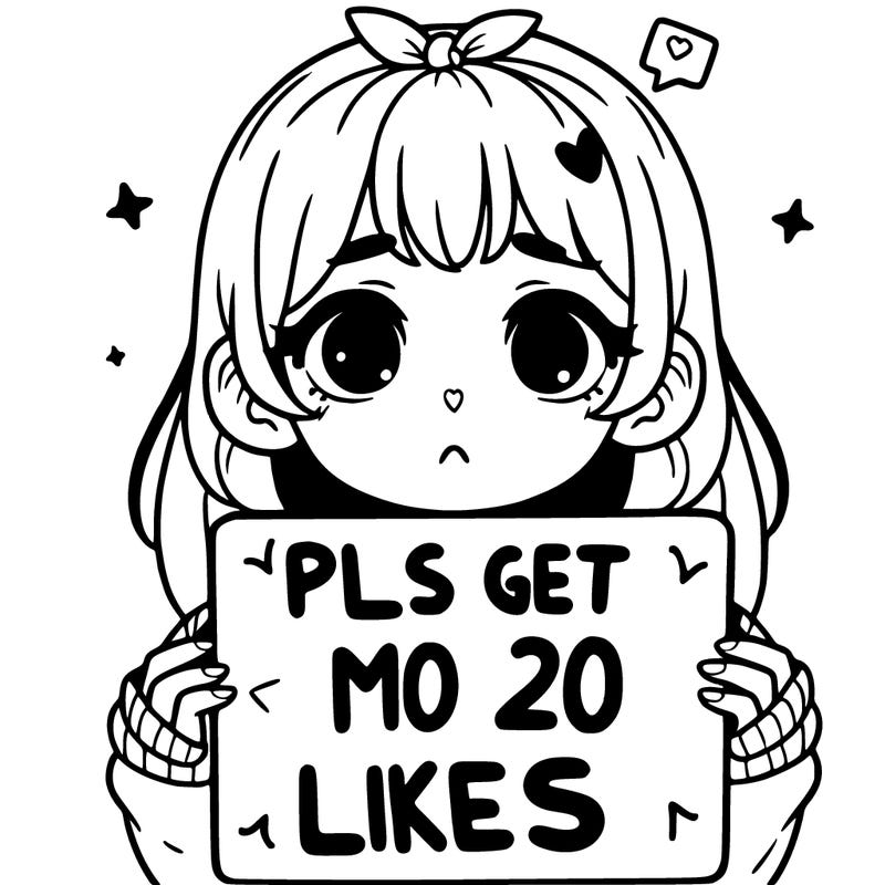 a girl holding up a sight that says pls get me to 20 likes