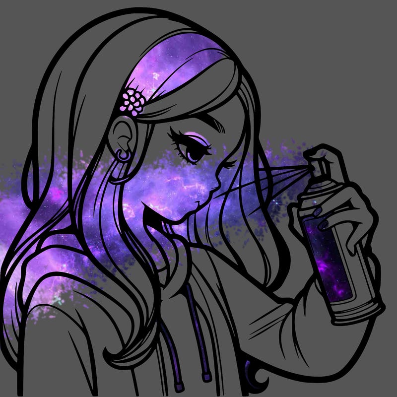 a realistic girl spray painting