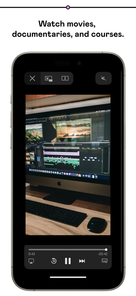 Gumroad - Smartphone zeigt den Gumroad-App-Videoplayer für Filme und Kurse