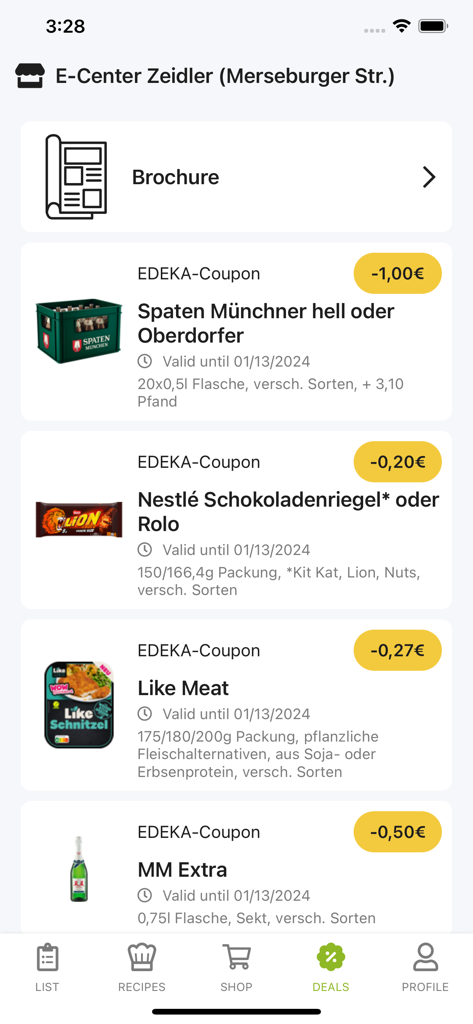 EASY Shopper - EASY Shopper app interface showing digital coupons and grocery store discounts
