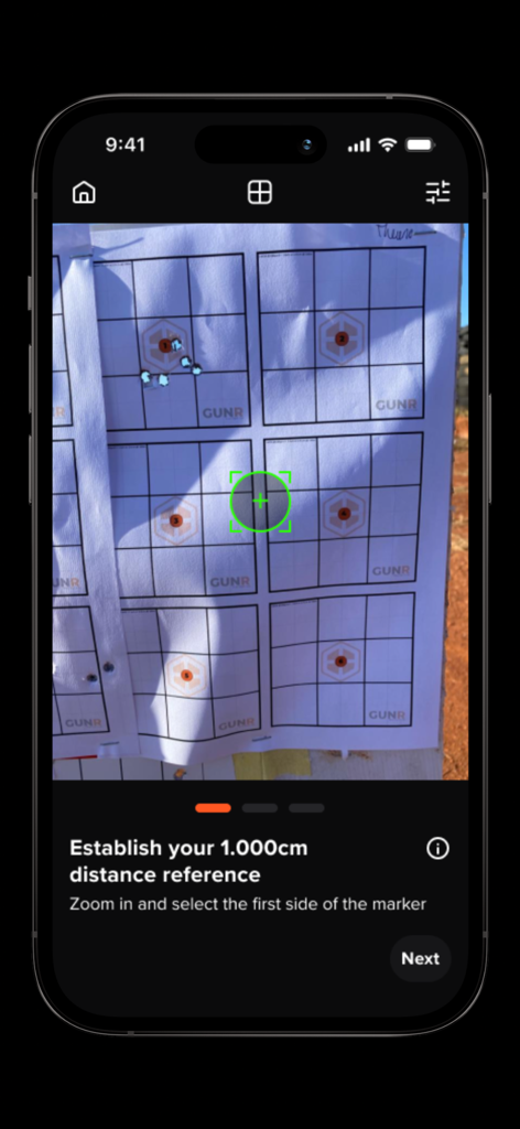 Ballistic X - Establishing a distance reference on a shooting target in the Ballistic X app