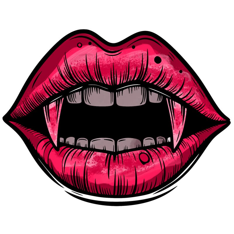 lips with vampire teeth