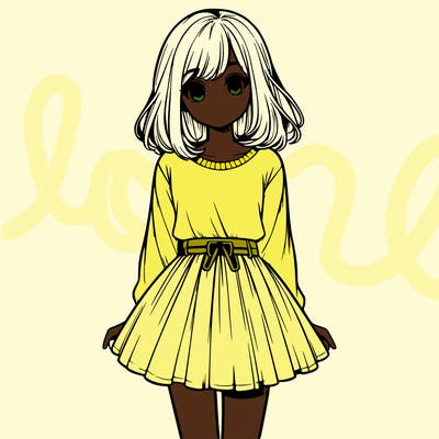 realistic girl with a skirt on