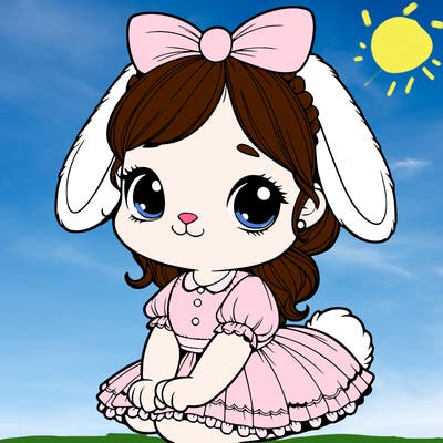 cute easter bunny girl realistic