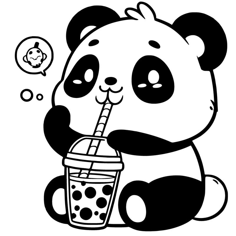 panda drinking boba