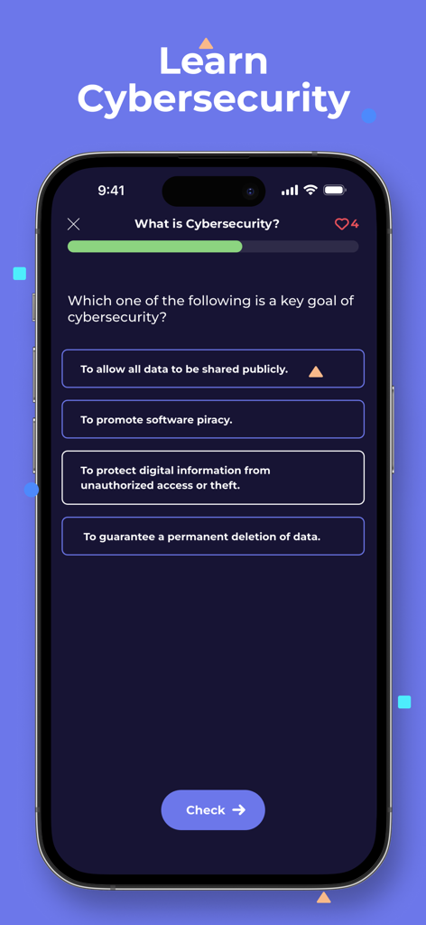 LetsDefend - LetsDefend mobile app interface showing an interactive cybersecurity quiz question