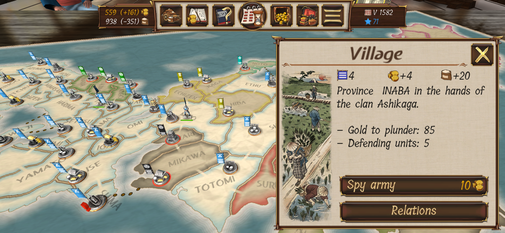 Shogun's Empire: Hex Commander - Strategic map of Japan with province details in Shoguns Empire Hex Commander