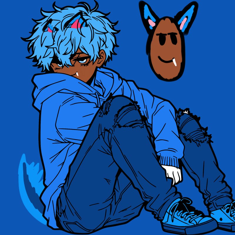 a male hoddie ripped jeans messy hair anime