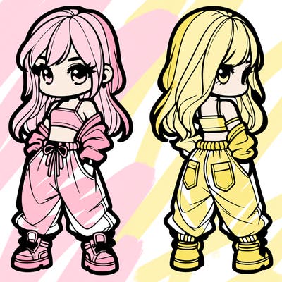 girl in crop top and baggy pants