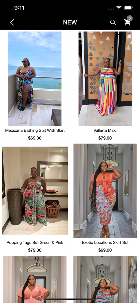 Screenshot of IMarE Boutique app showing new fashion arrivals like dresses and sets.