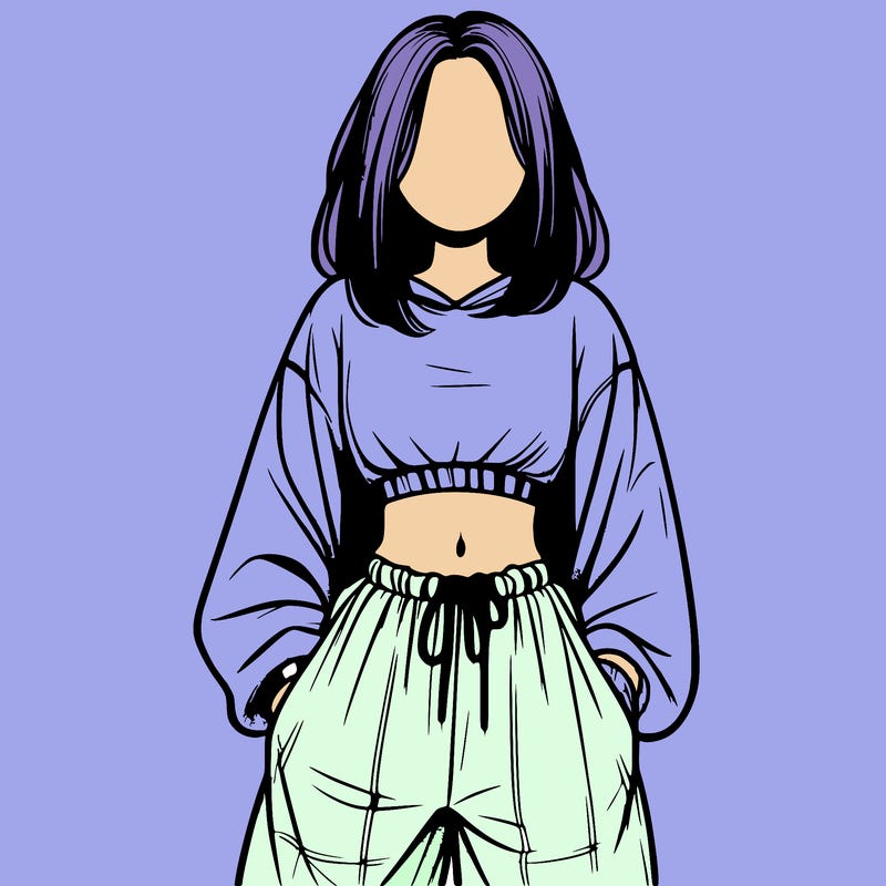 realistic girl faceless with baggy pants and a crop top