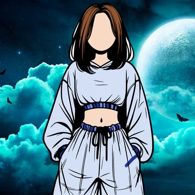 realistic girl faceless with baggy pants and a crop top