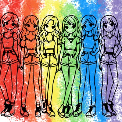 a group of girls wearing crop tops and shorts
