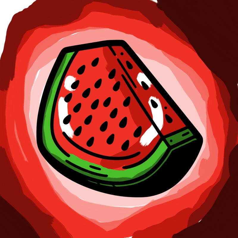 regular slice of watermelon with a plain background