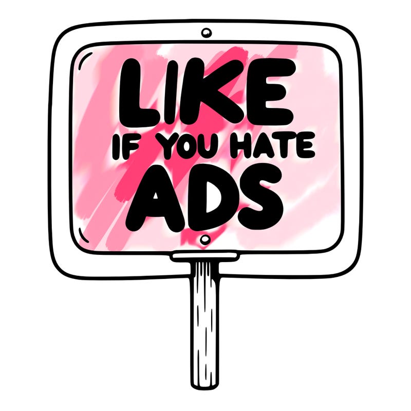 a sign that says like if you hate ads