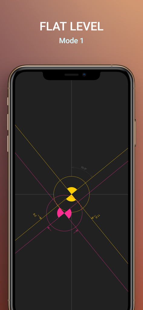 Pro Leveler - Interface of the Pro Leveler app showing Flat Level Mode with precision degree measurements on a smartphone screen.