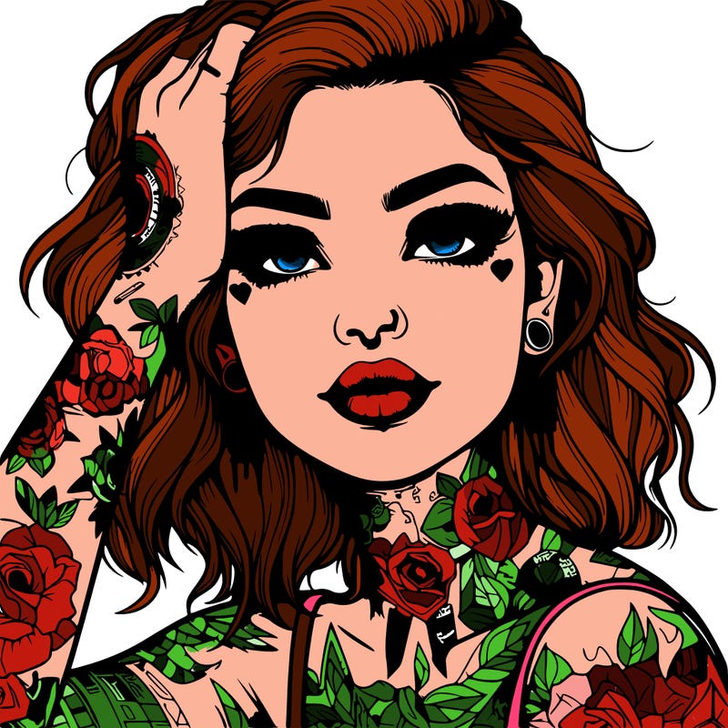 realistic girl with tattoos all over