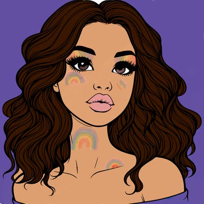 realistic girl with wavy hair and lips