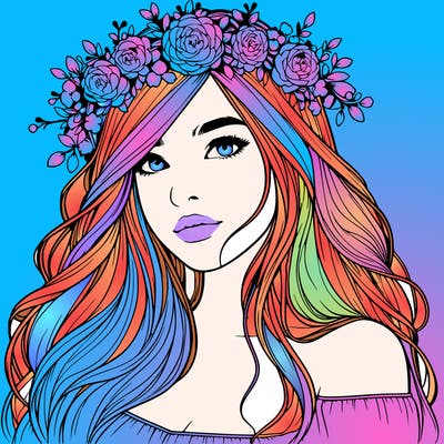 realistic girl with flower crown