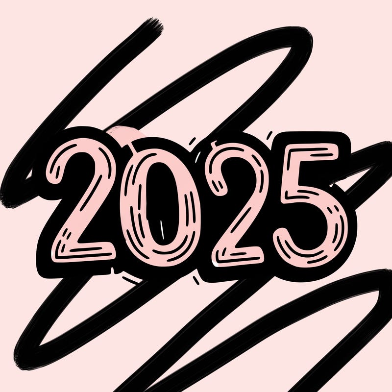 one line scrawled numbers sketch design “2025”