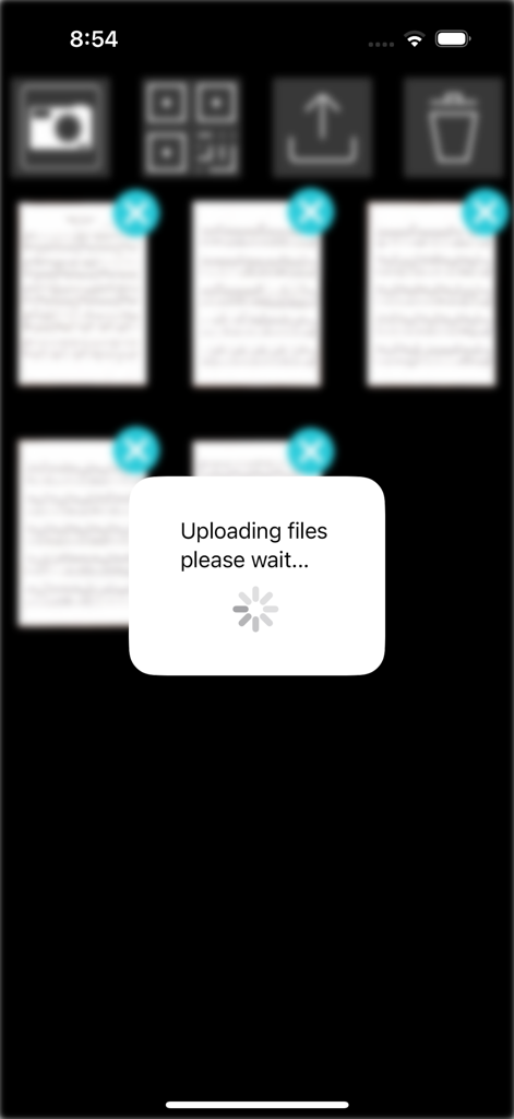 ScanScore Scanner - ScanScore Scanner app interface showing scanned sheet music files being uploaded to a desktop computer
