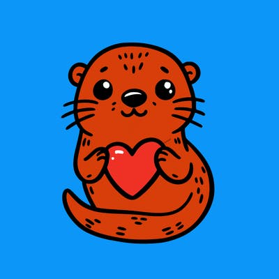 otter with a heart