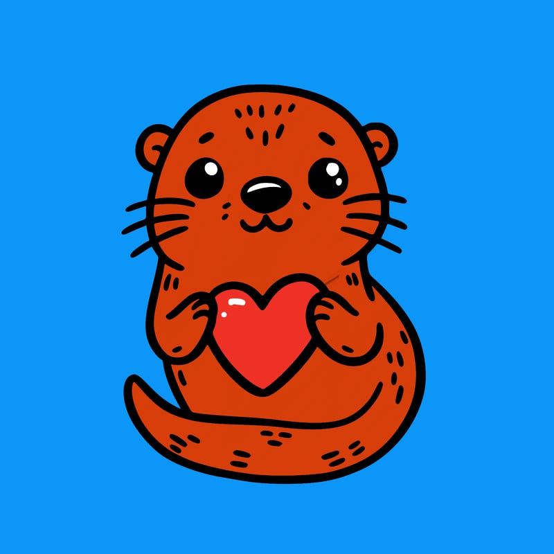 otter with a heart