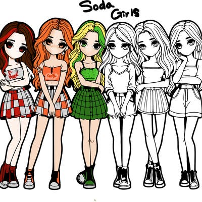 a group of girls realistic