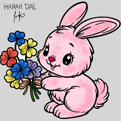 bunny with a bunch of clover